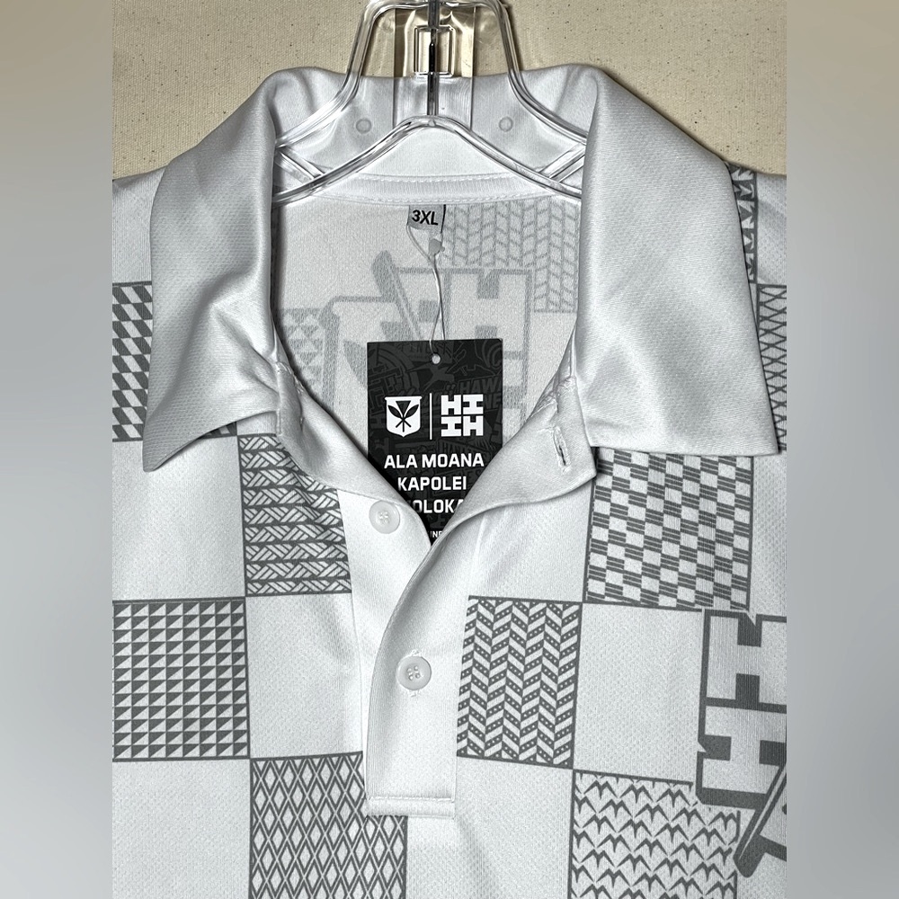 Hawaii's Finest Gray and White Polo Shirt